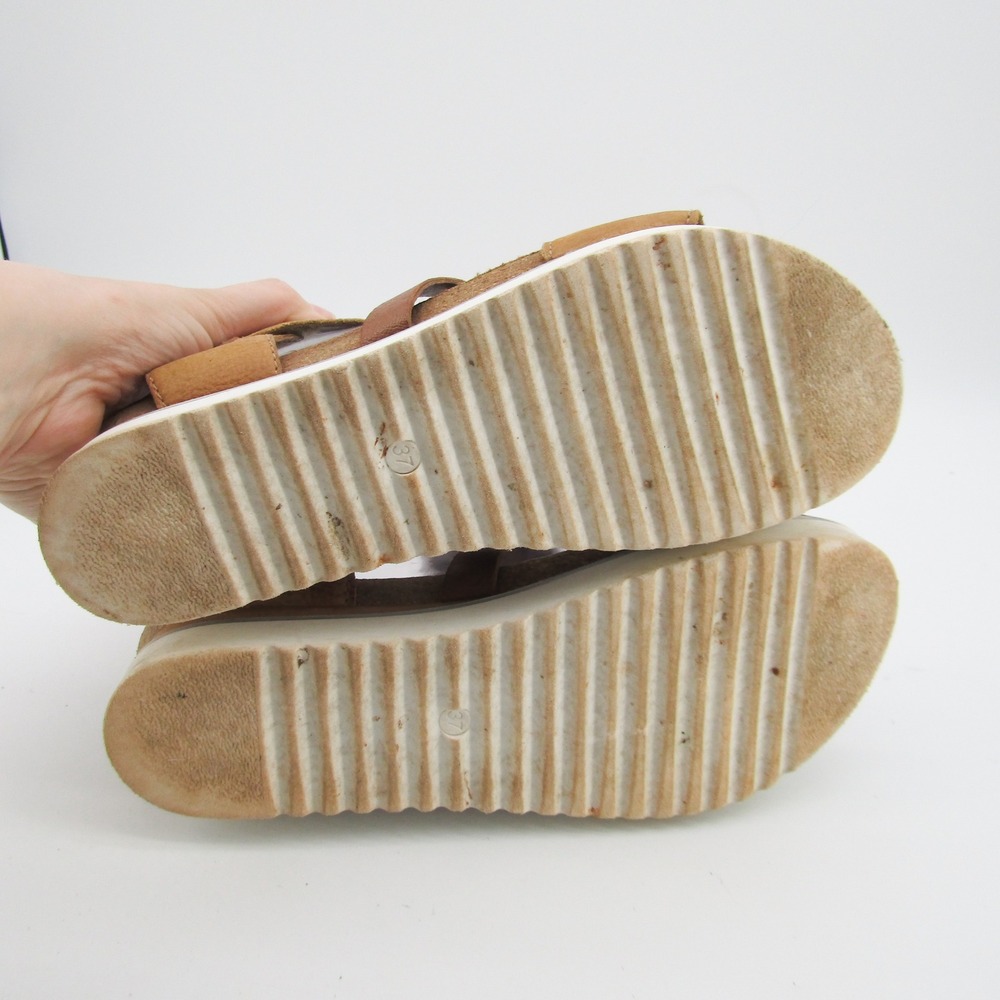 Miz Mooz Women Tan Leather Platform Wedge Sandals Back Zip Size 37 Portugal - Picture 4 of 10